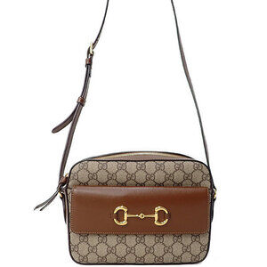 Gucci Horsebit 1955 shoulder bag beige GG Supreme canvas brown leather